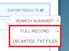 Search Summary Options List